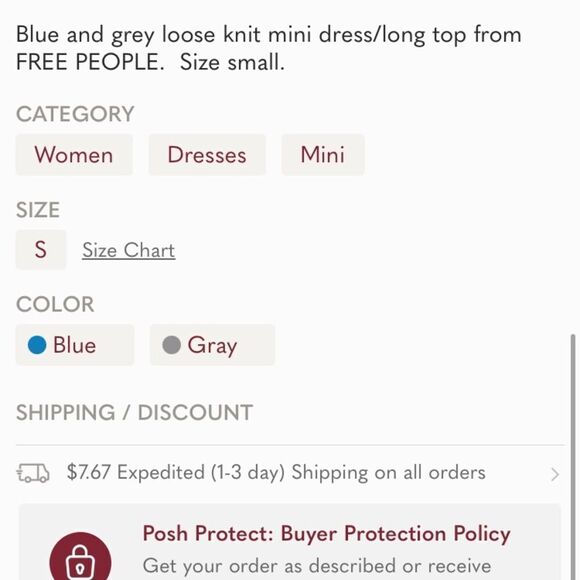 Free People Mini Dress/Long Top Size Small - Picture 3 of 3